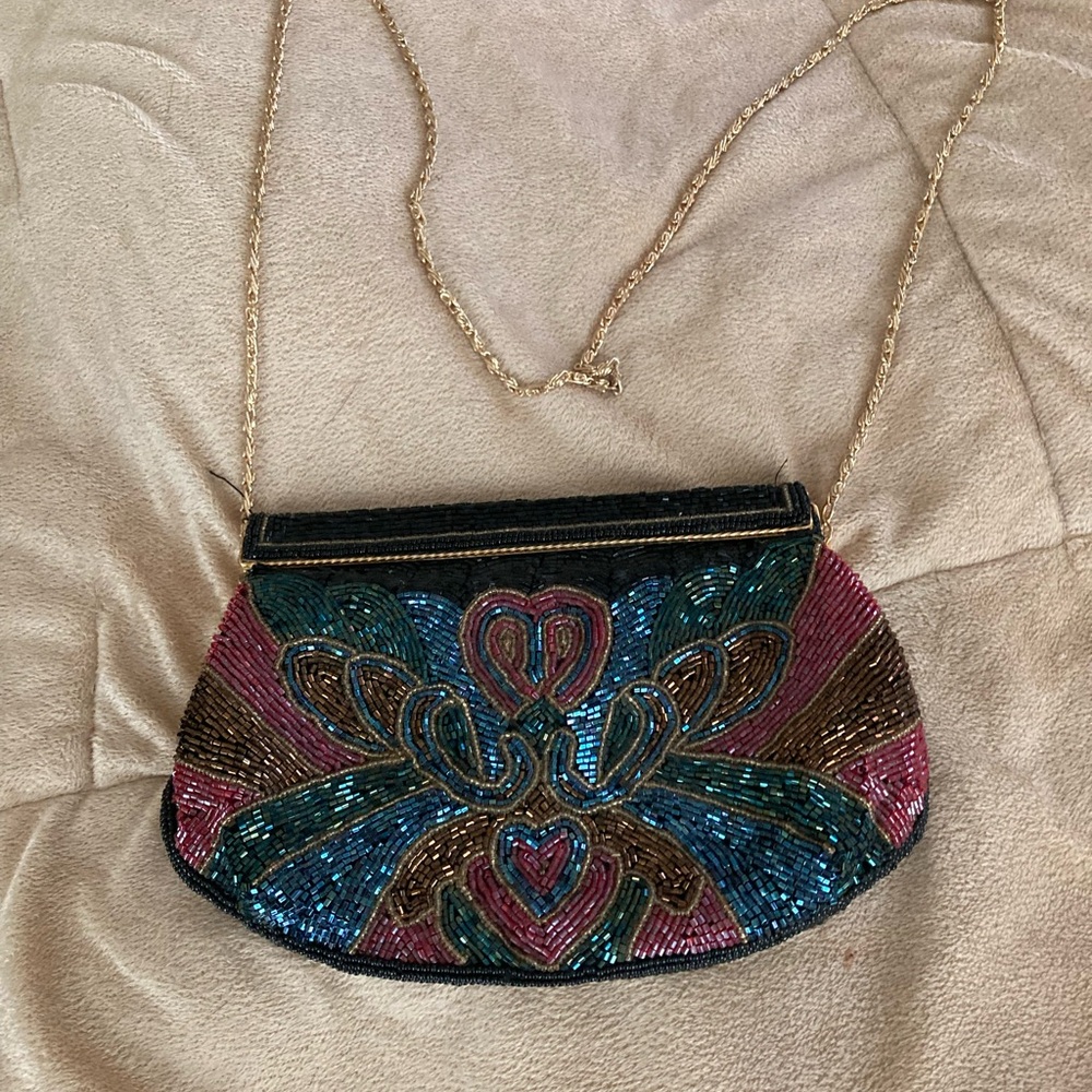 Elegant Multicolor Beaded Clutch